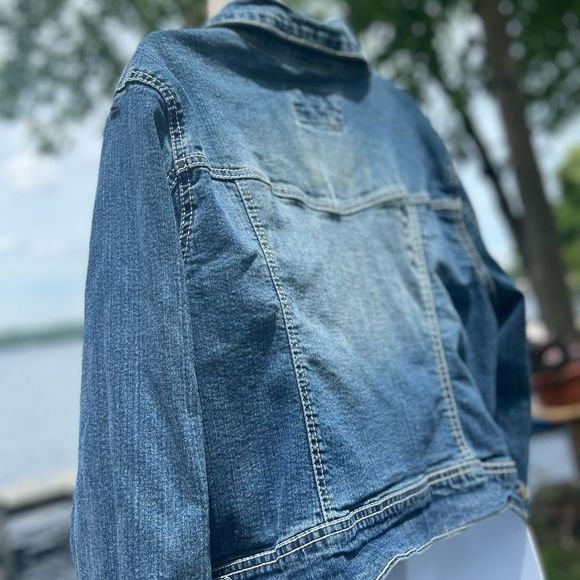 Amethyst Women’s Blue Denim Jacket With Silver Rhinestone Button’s Size 2X - Picture 10 of 14